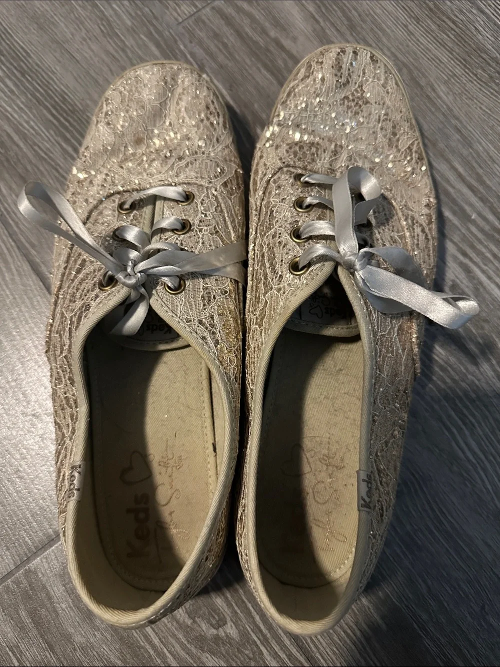 Keds Women's Glitter Lace Sneakers - Champagne